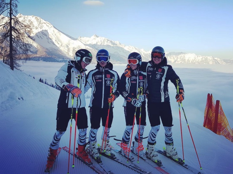 Training group on the slope